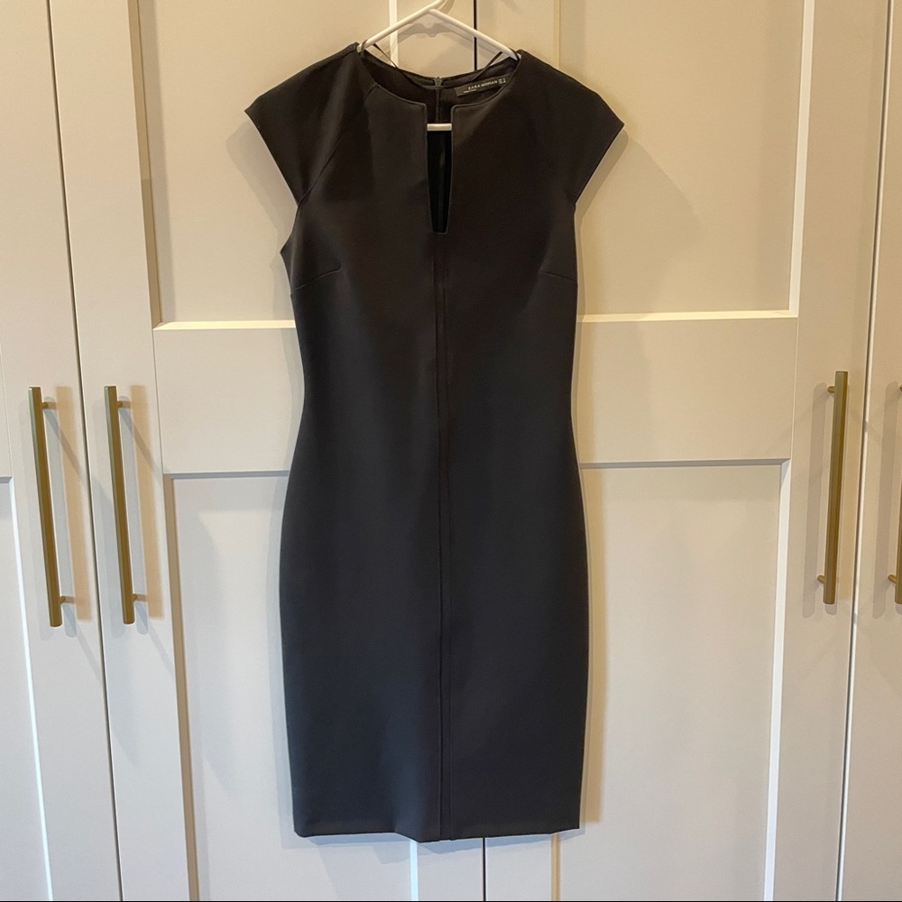 Black Zara Sheath Dress with Cut Neckline